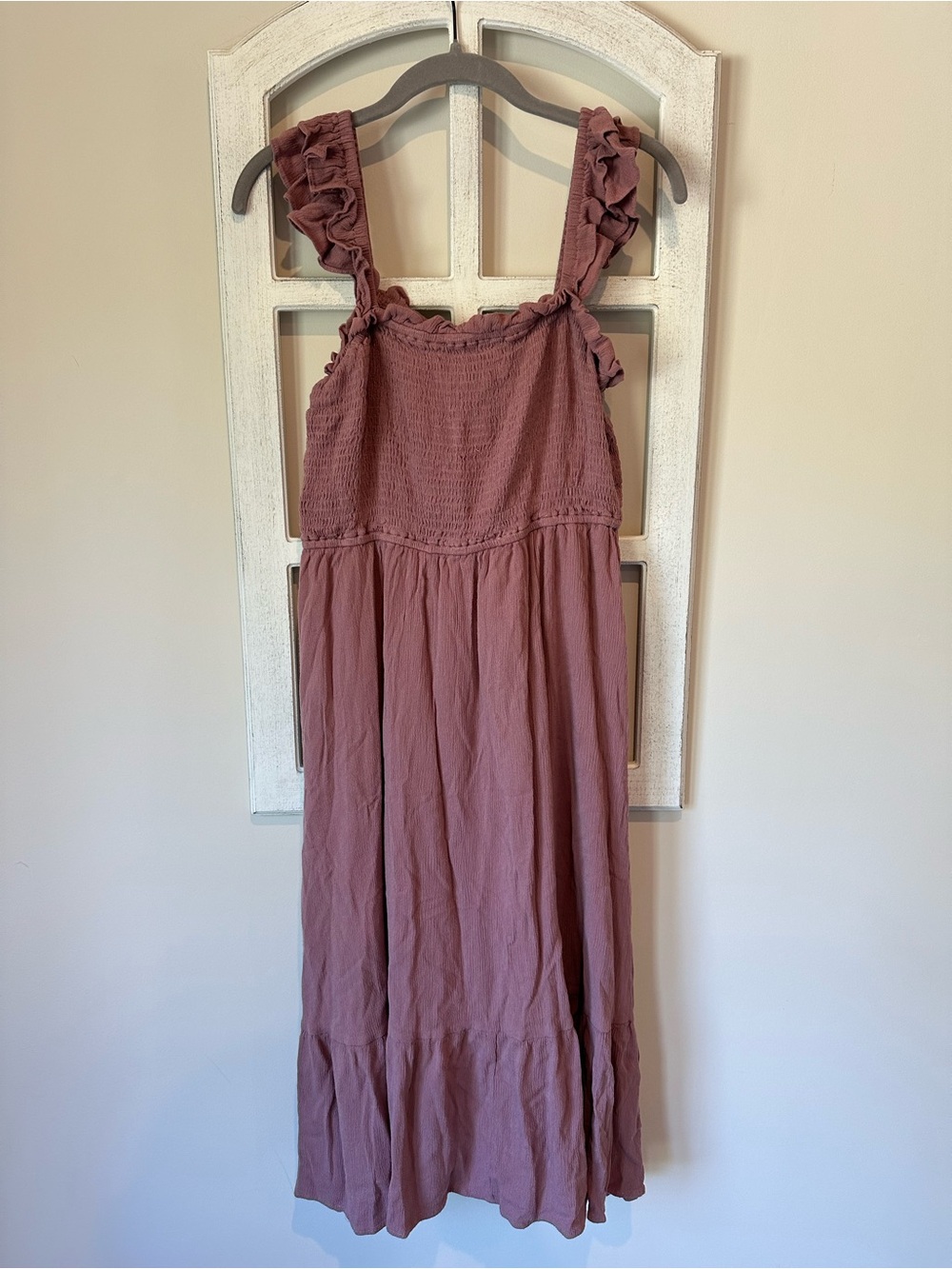 Maternity Ruffled Strap Mauve Sundress
